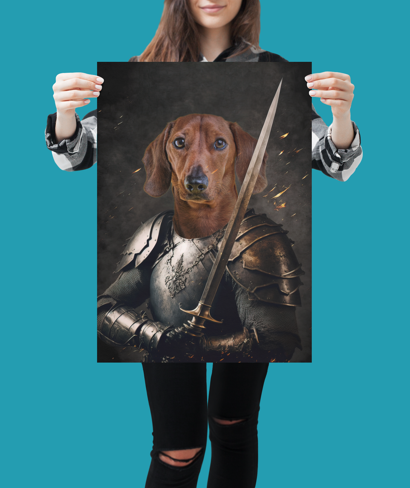 Noble Paws: Regal Knight Pet Portrait