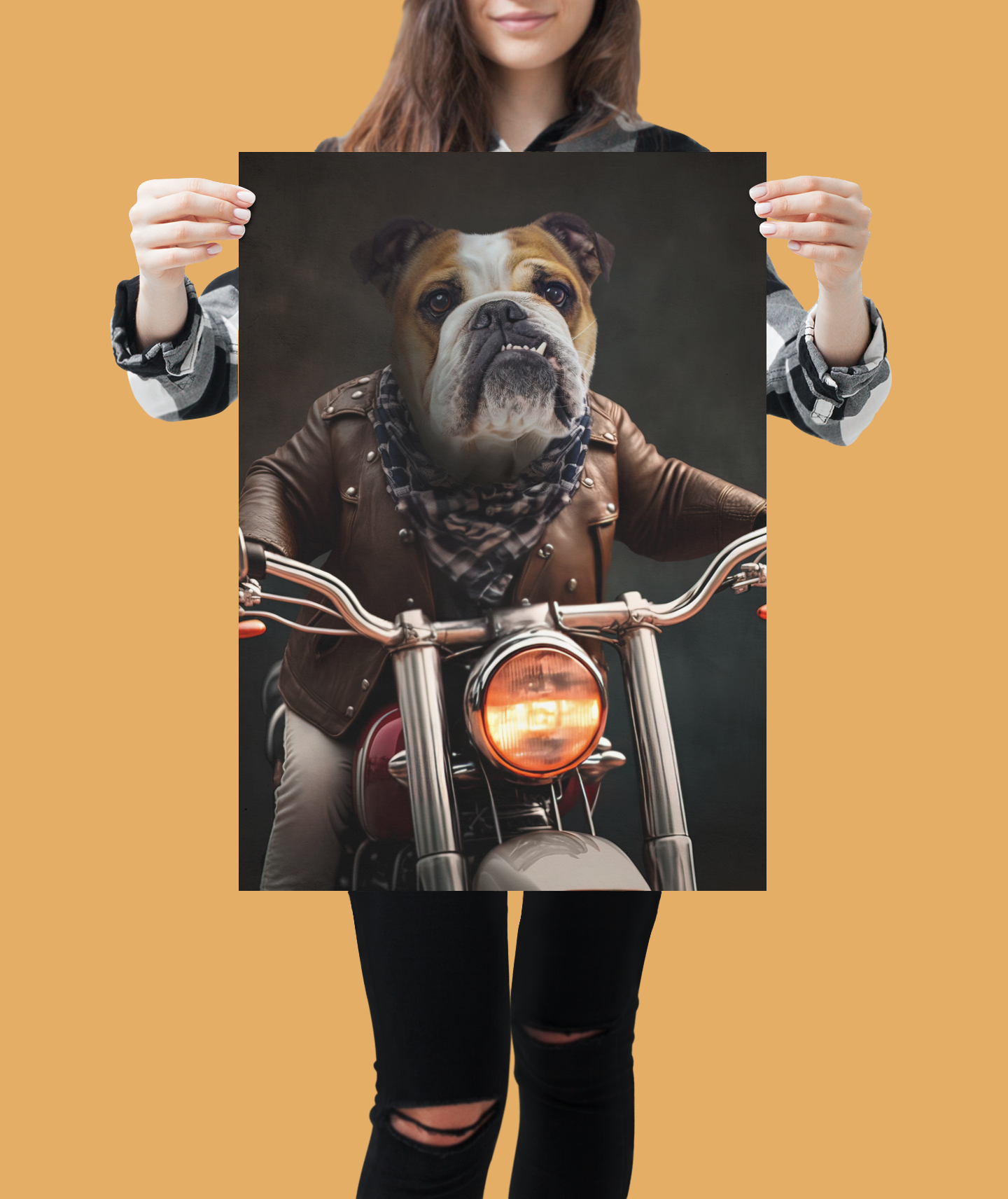 Revved-Up Rovers: Custom Motorbike Rider Pet Portrait