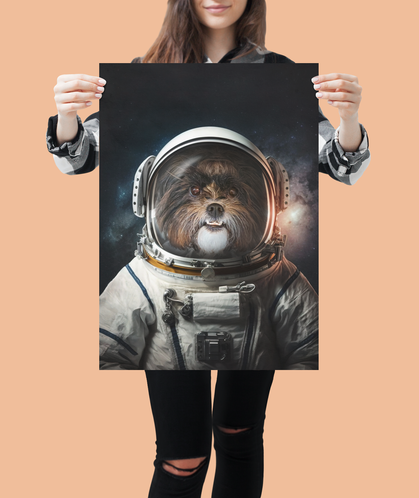 Cosmic Companions: Custom Astronaut Pet Portrait in Space