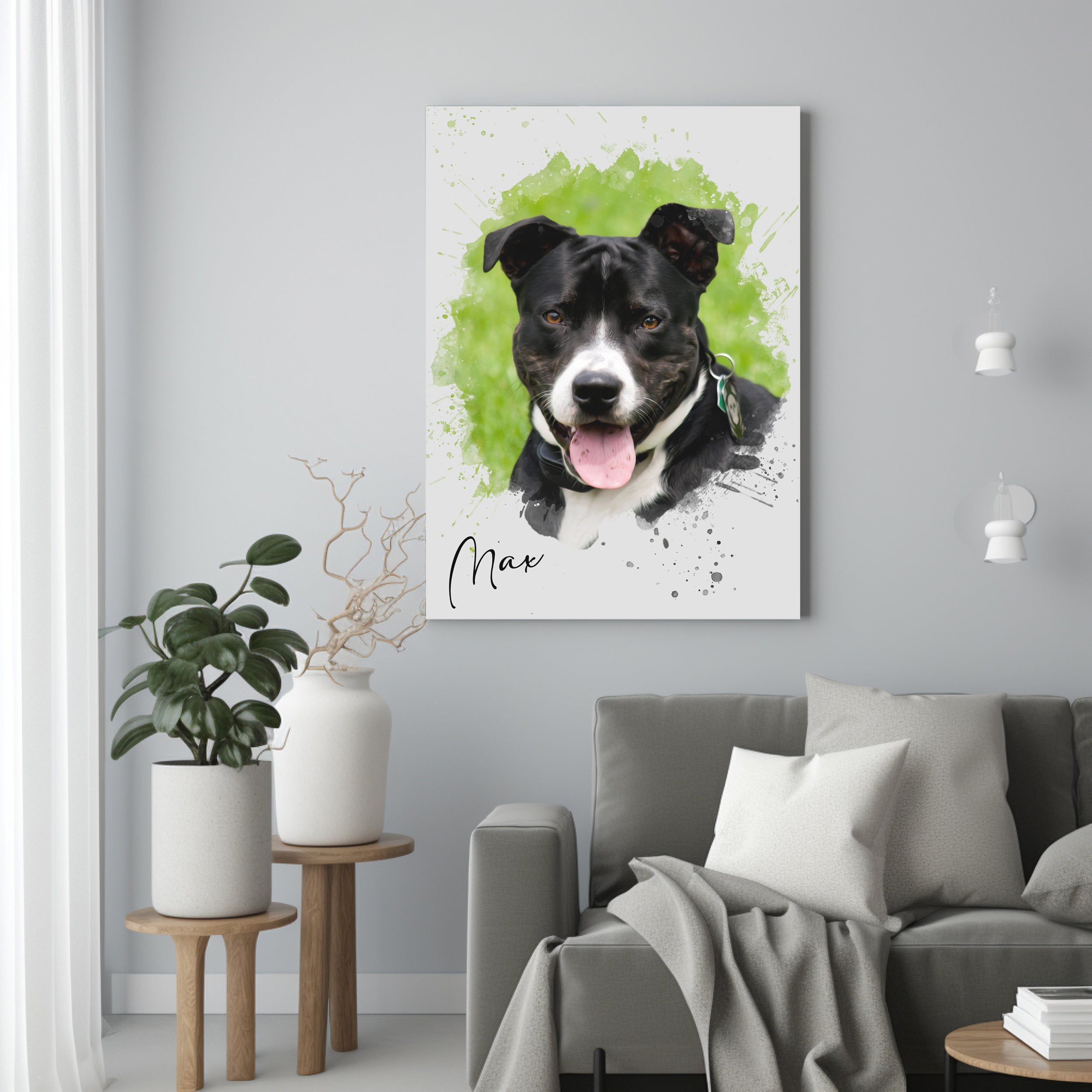 Watercolour Art : Personalised Pet Portrait - Artistry Unleashed with Your Furry Friend's Name!