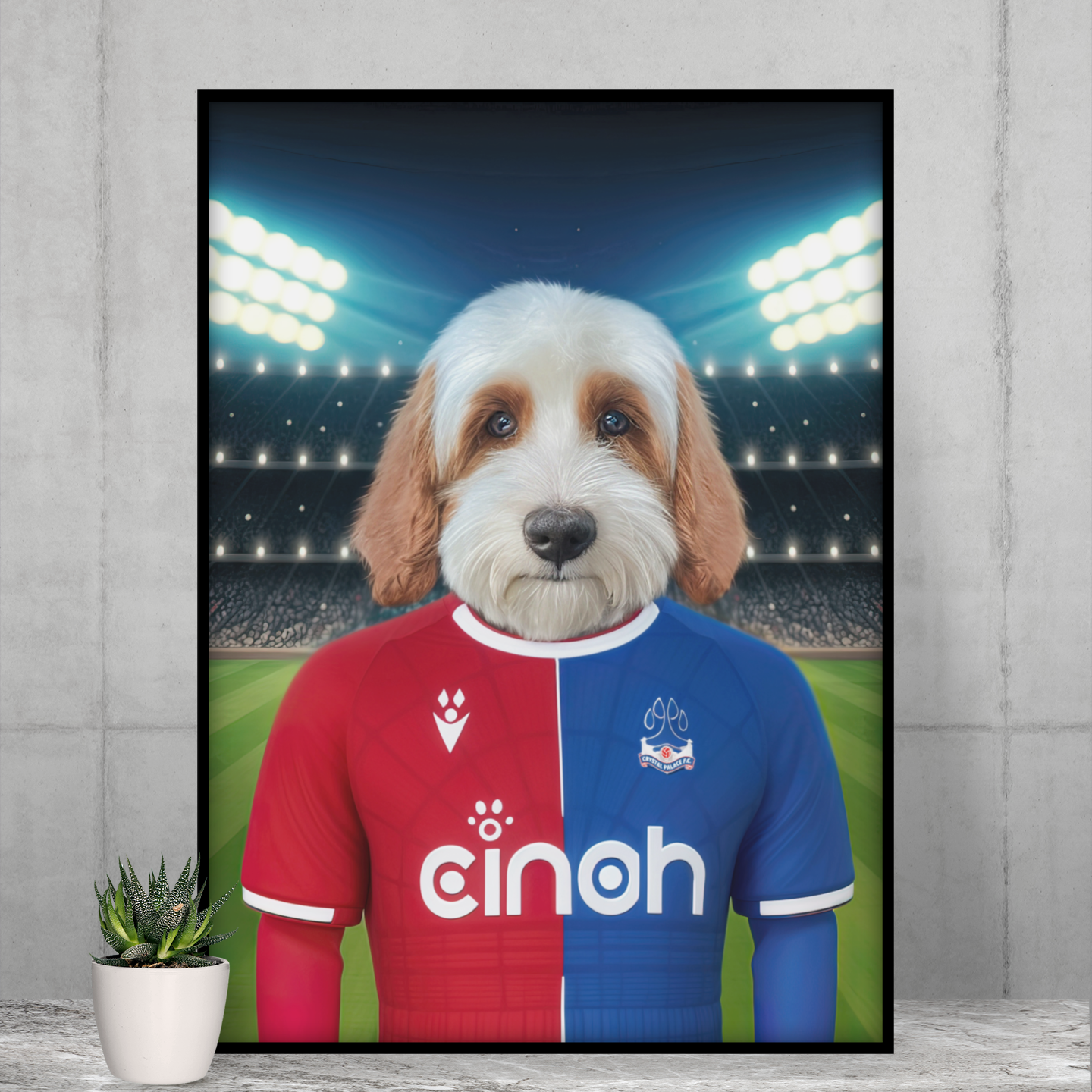 "Crystal Palace Pooch" - Custom Pet Portrait with Crystal Palace FC Inspired Jersey