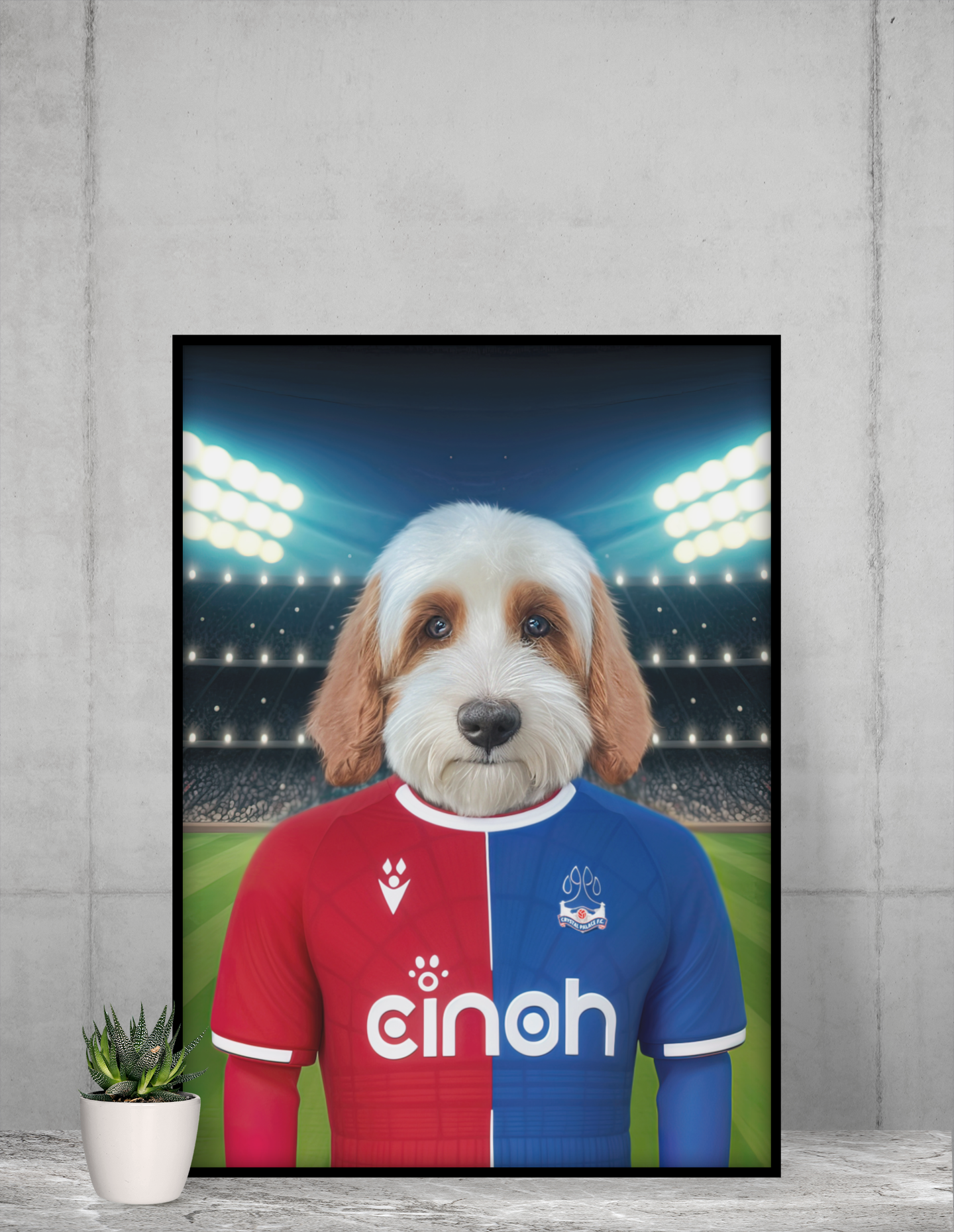 "Crystal Palace Pooch" - Custom Pet Portrait with Crystal Palace FC Inspired Jersey