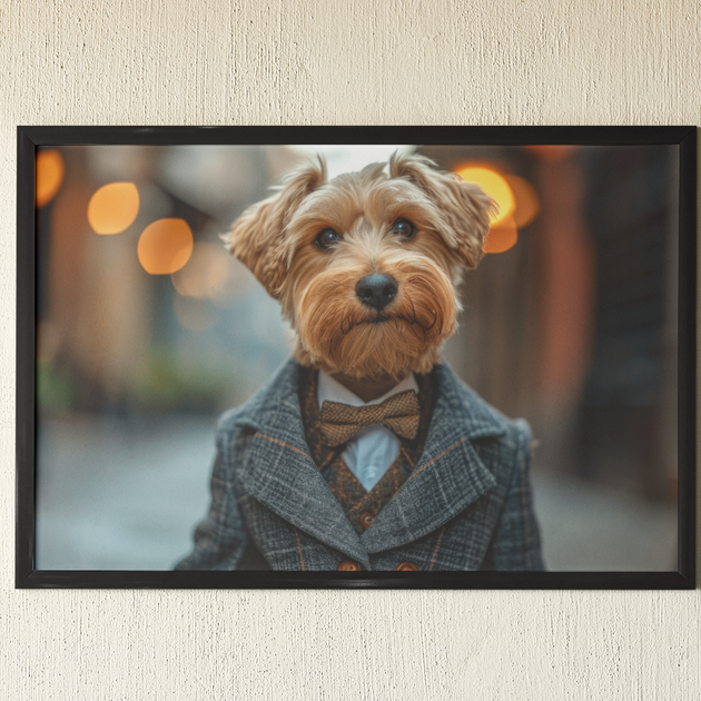 Canine Elegance: Custom Dapper Dog Portrait - A Pawsome Tribute to British Style!