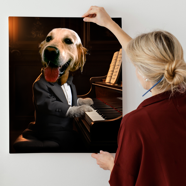 Melodic Maestro: Custom Piano Player Pet Portrait - Strike a Chord with Furry Harmony