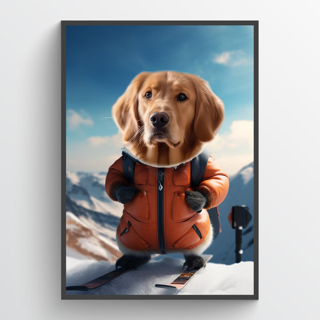 Slope Shredder: Custom Skiing Pet Portrait - Carve Out Pawsome Alpine Adventures!