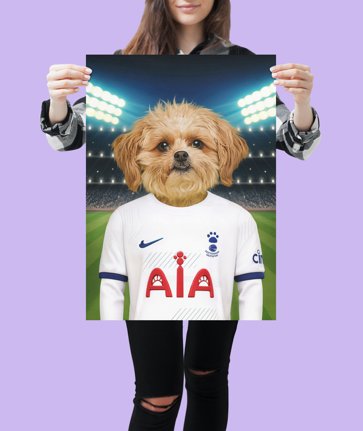 "Spurs Sidekick" - Custom Pet Portrait in Totenham spur Inspired Jersey
