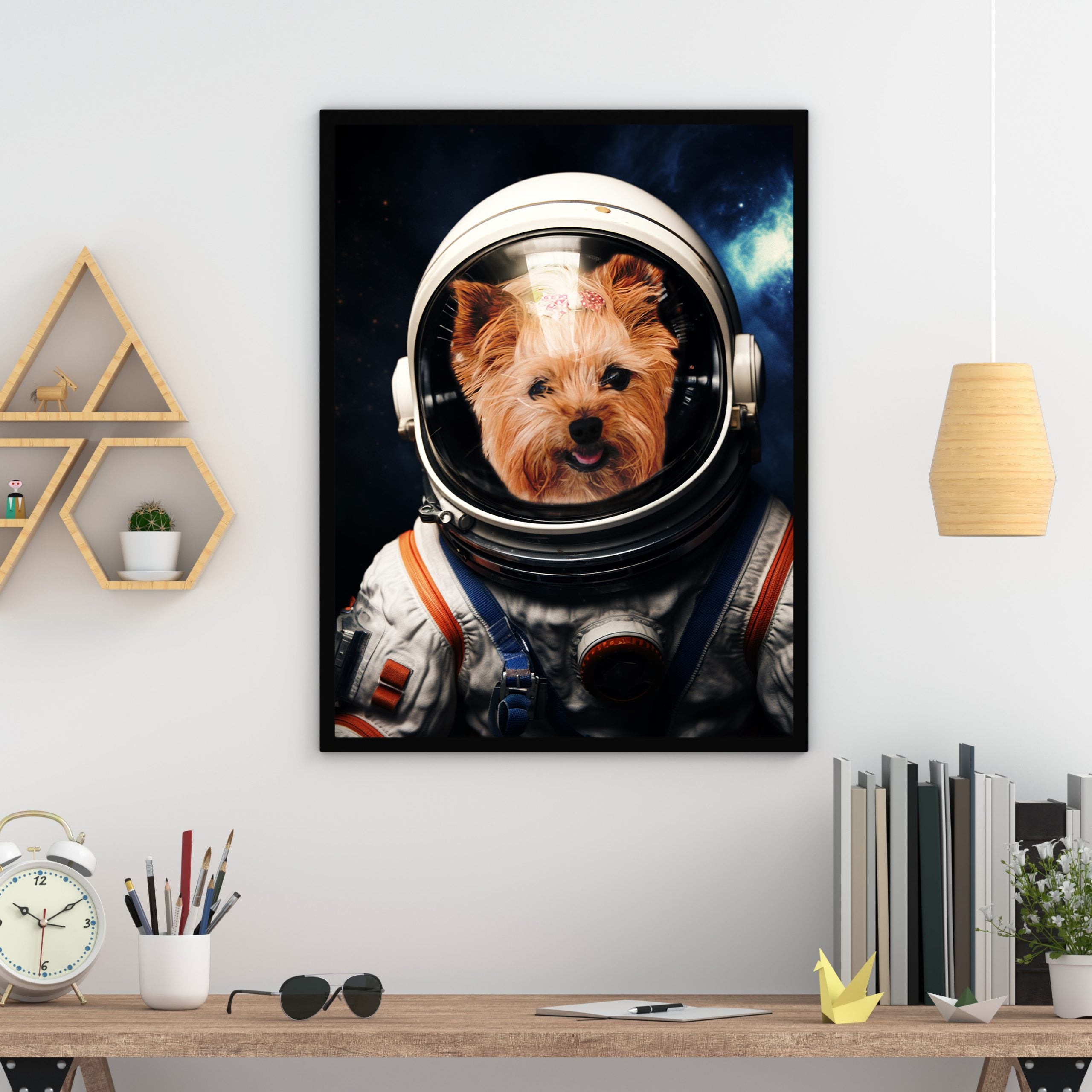 Cosmic Explorer: Custom Spaceman Pet Portrait - Blast Off into Paw-some Galactic Adventures!