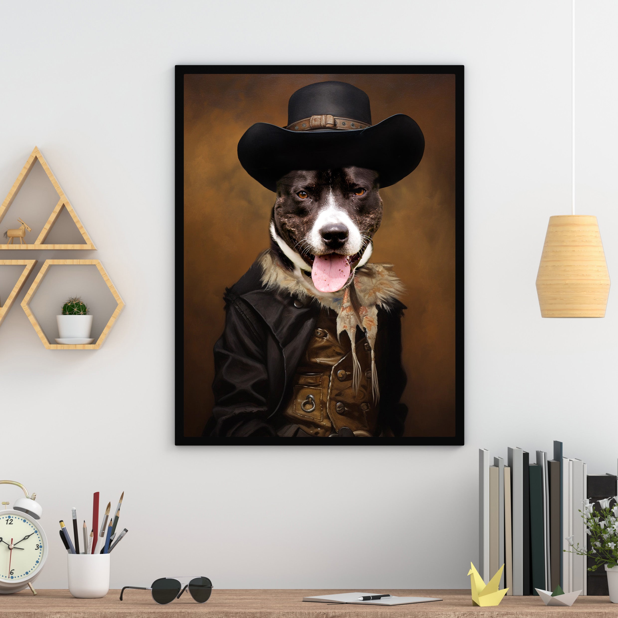 Wild West Whiskers: Custom Cowboy Pet Portrait - Saddle Up for Paw-some Adventures!