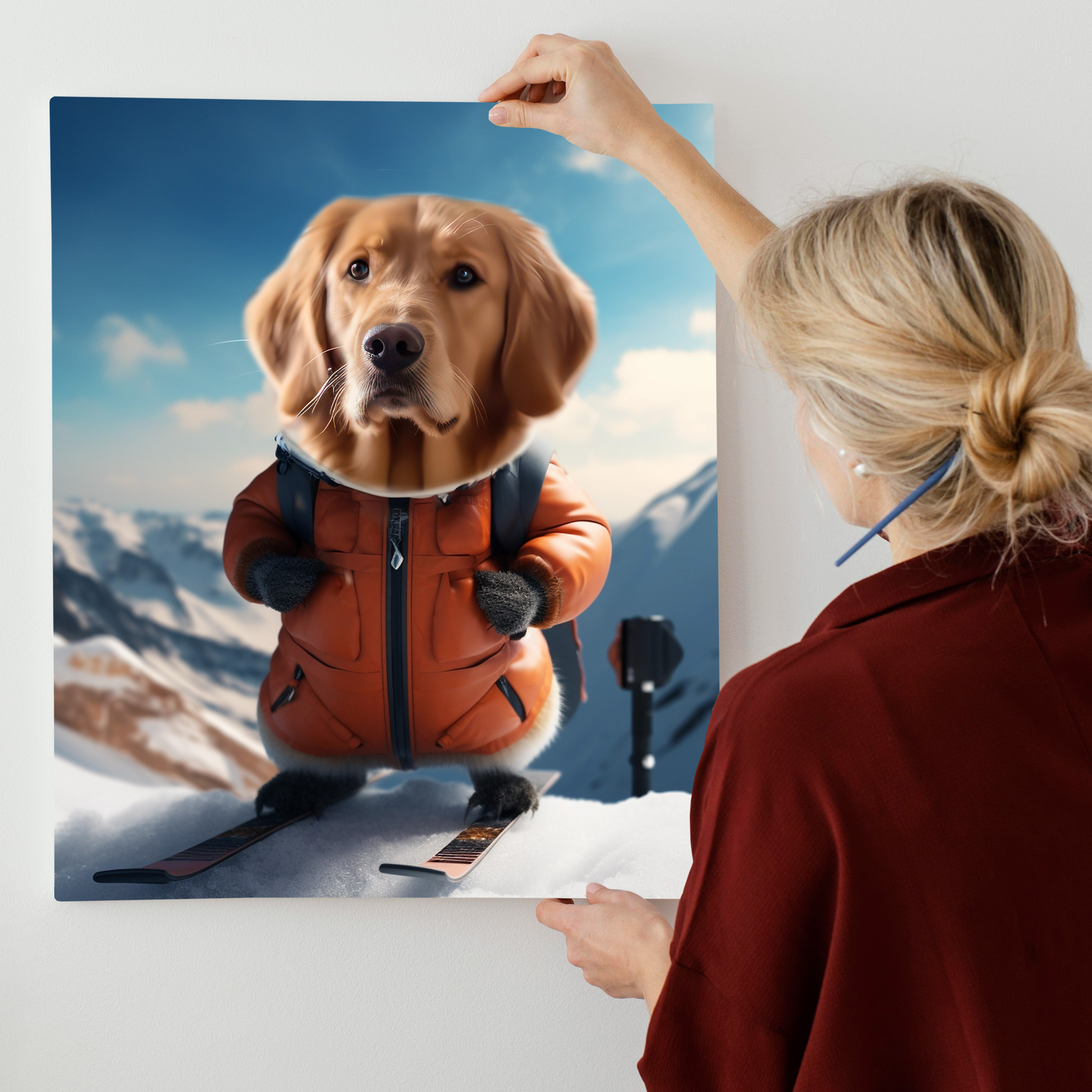 Slope Shredder: Custom Skiing Pet Portrait - Carve Out Pawsome Alpine Adventures!