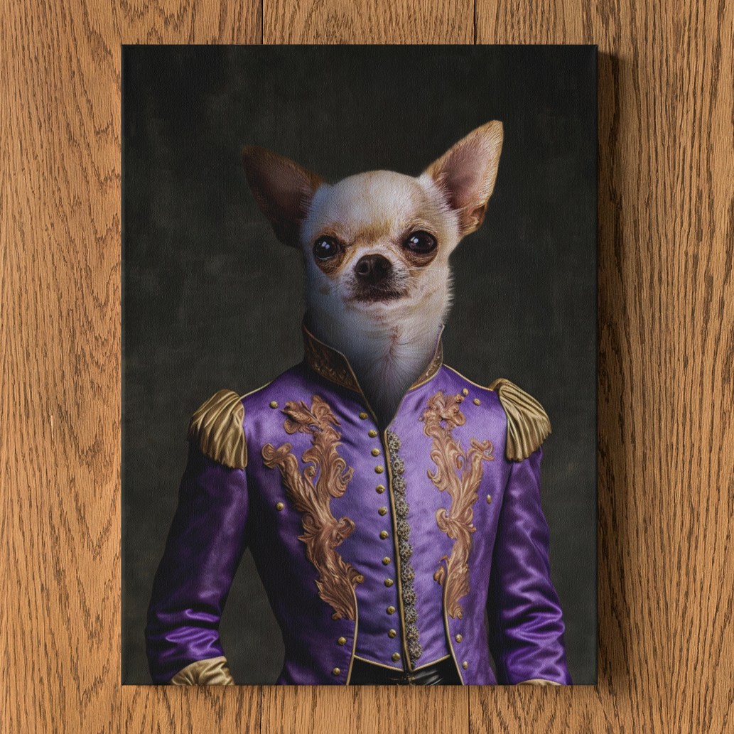Majestic Paws: Custom Pet Prince Portrait