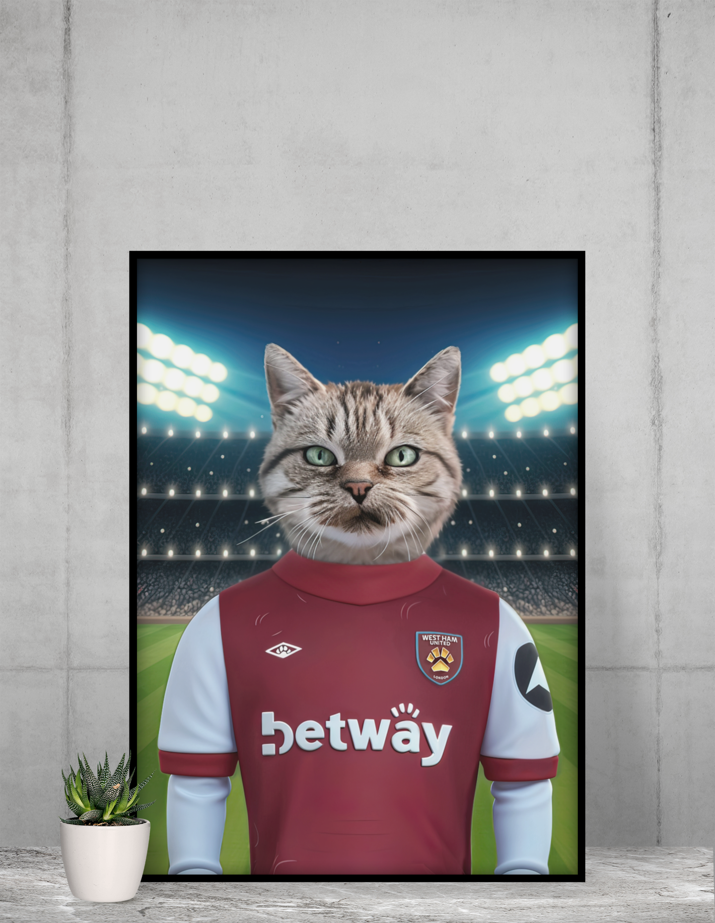 "Hammers' Paws Companion" - Custom Pet Portrait in West Ham Inspired Jersey