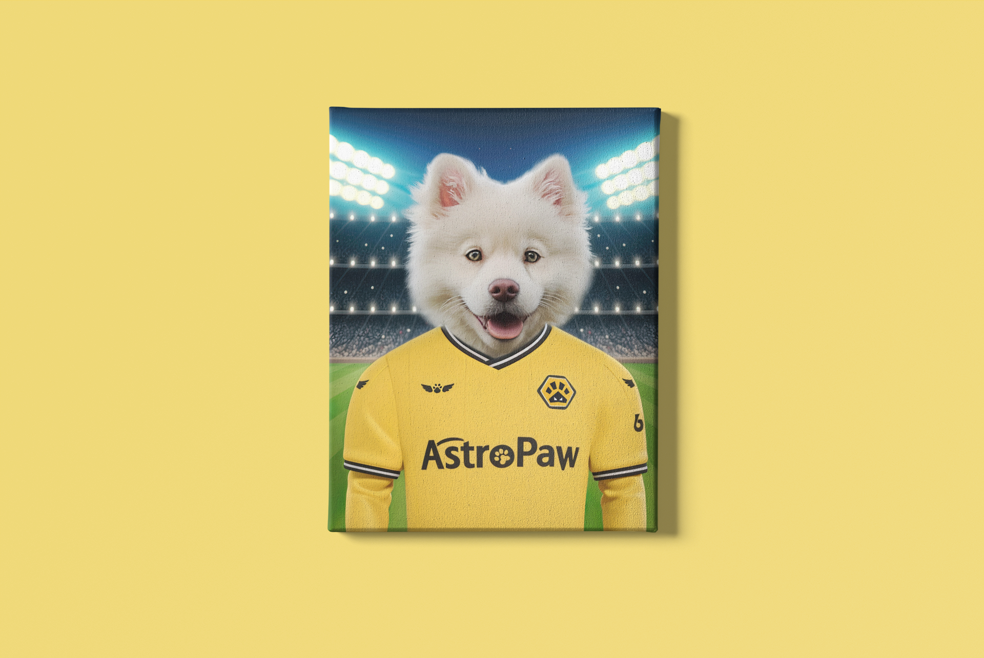 "Wolves' Noble Companion" - Custom Pet Portrait in Wolverhampton Wanderers Inspired Jersey