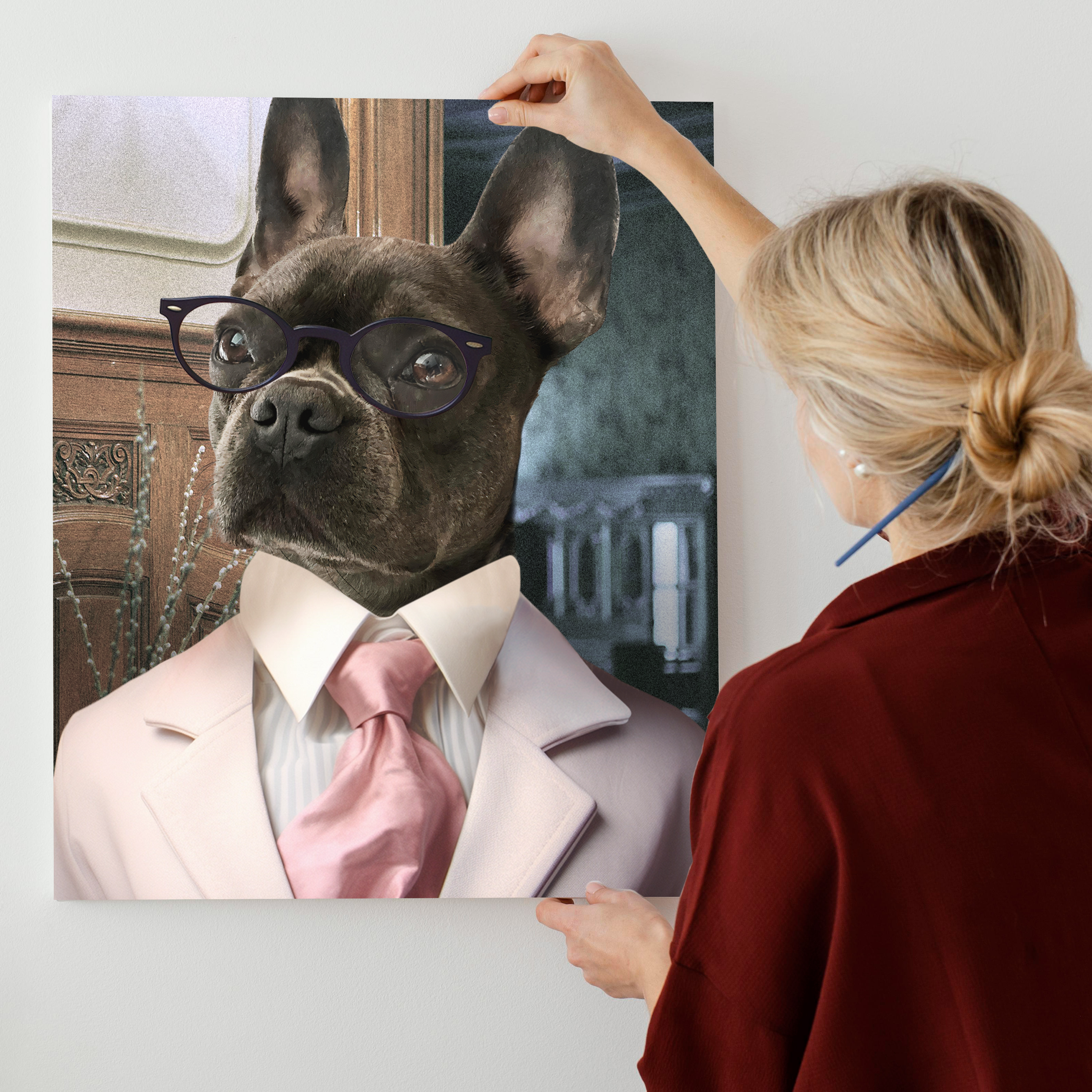 "Catwalk Couture" - Custom Pet Portrait in Flamboyant Pink Attire